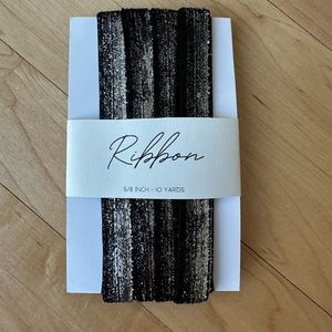 5/8 inch Black and Silver Glitter Ribbon - 10 yards